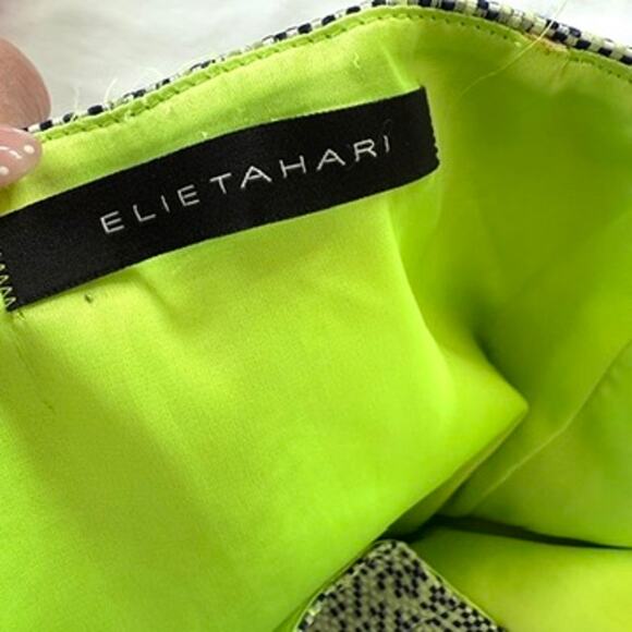 ELIE TAHARI Textured Pencil Skirt Green Geometric Lined Women M Classic Workwear - Picture 3 of 6